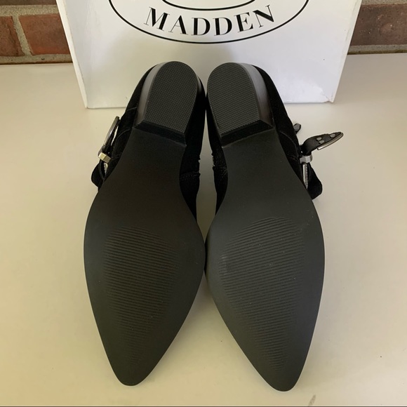Steve Madden Cuff Black Suede Western Ankle Boots Buckle US 9.5 M - Picture 5 of 8